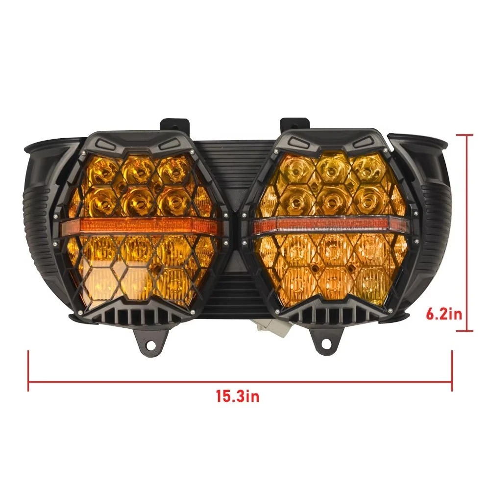 Motorcycle LED Headlight for Road Glide 2015-2023 Amber DRL 12V Hi/Lo Beam Daytime Running Light Front Lamp